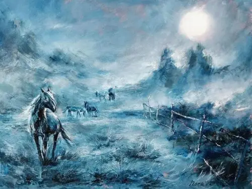 Nordic Path. Secret Melody horse oil painting