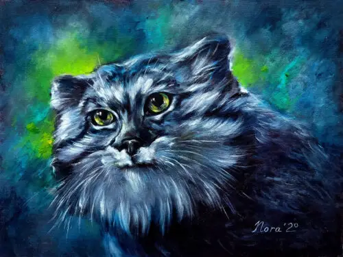 Manul cat portrait oil painting original