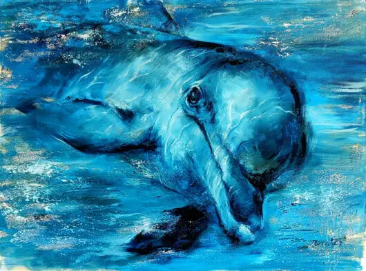 Dolphin portrait original oil painting