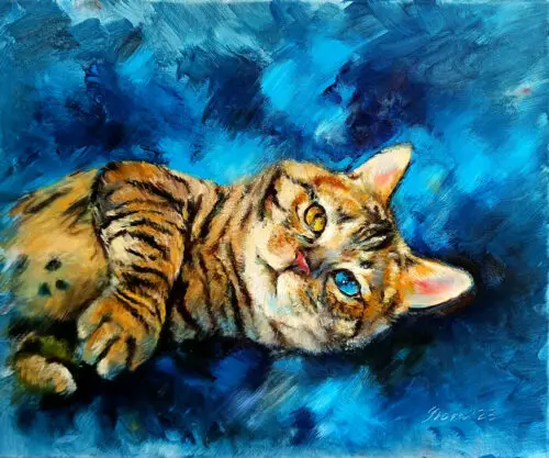 Panterina cat portrait oil painting original