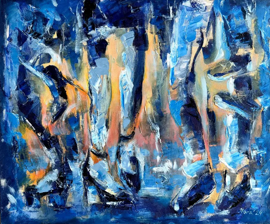 Abstract oil painting Let's Dance. 80-s Tribute