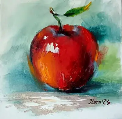 Red Apple Small Oil Painting