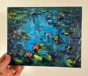 Water Lily Pond Scenery small oil painting