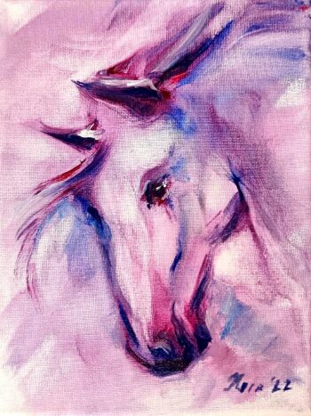 Purple Horse miniature oil painting