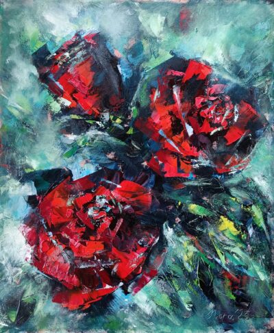 Abstract Red Roses Bouquet